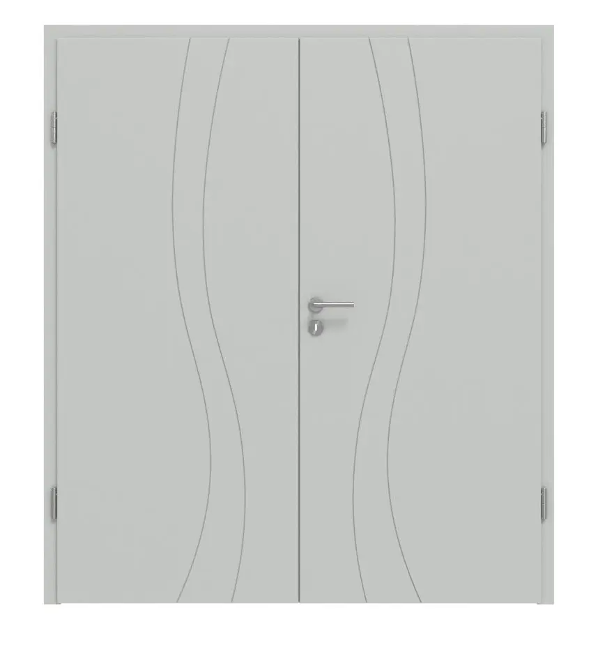 Widok frontowy Signum 51 Basic lakierowane szary jasny RAL 7035 drzwi dwuskrzydłowe z ościeżnicą - Huga