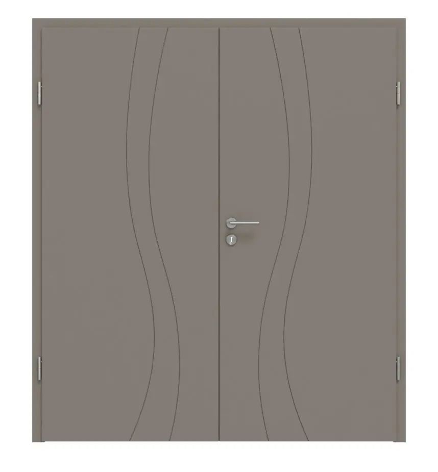 HÖRMANN drzwi dwuskrzydłowe Groove 51 taupe RAL 7048 lakier DesignLine z ościeżnicą