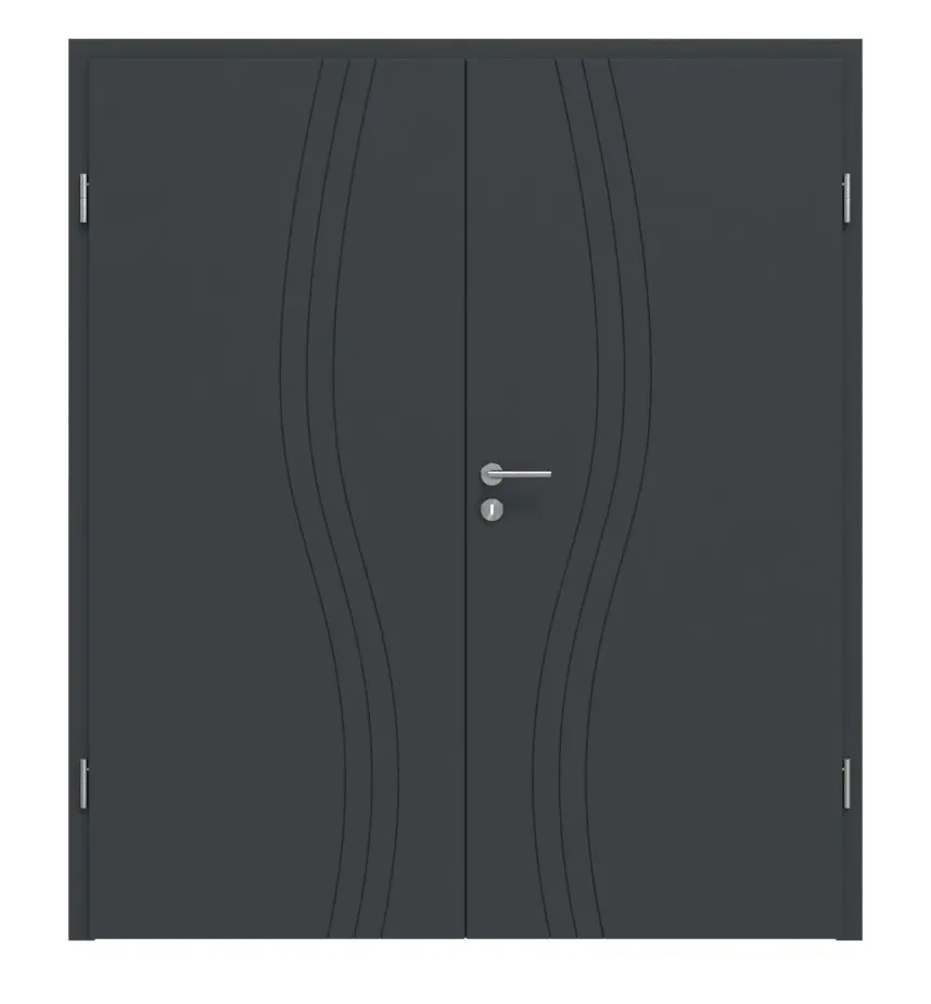 HÖRMANN Drzwi dwuskrzydłowe Groove 53 antracytowe szare lakier DesignLine z ościeżnicą