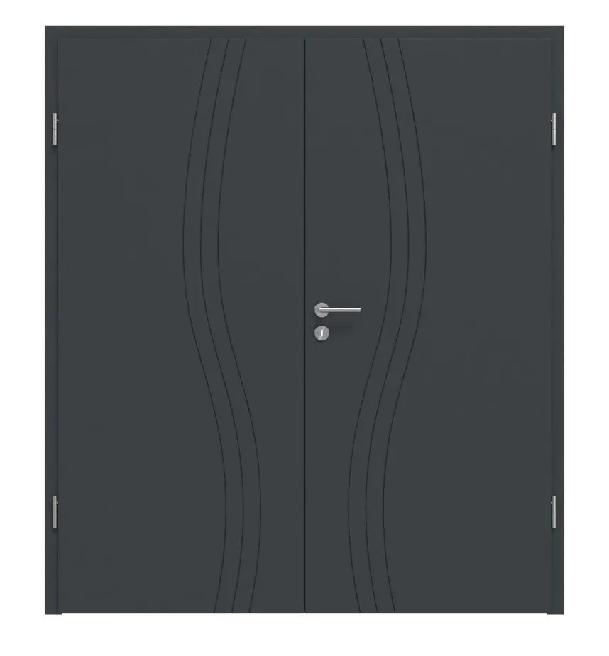 Widok frontowy Signum 53 Basic lakierowane antracyt RAL 7016 drzwi dwuskrzydłowe z ościeżnicą - Huga