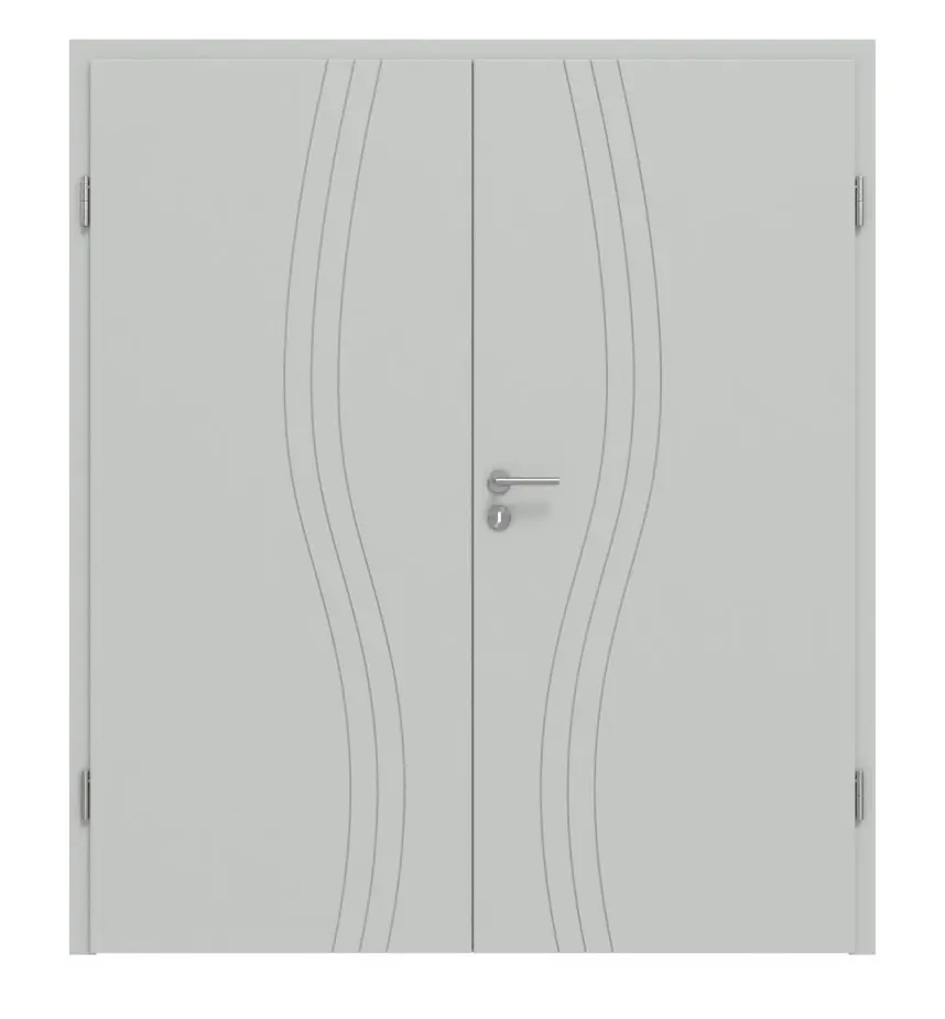 HÖRMANN Drzwi dwuskrzydłowe Groove 53 szare RAL 7035 lakier DesignLine z ościeżnicą