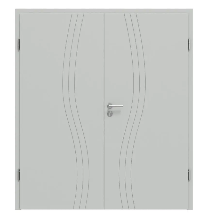 Widok frontowy Signum 53 Basic lakier szary RAL 7035 drzwi dwuskrzydłowe z ościeżnicą - Huga