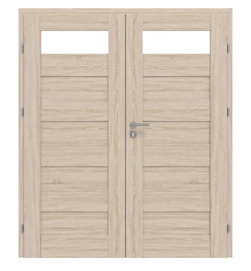 CLASSEN drzwi 2-skrzydłowe Havana M2 dąb Sonoma 3D Look z wycięciem na szybę i ościeżnicą