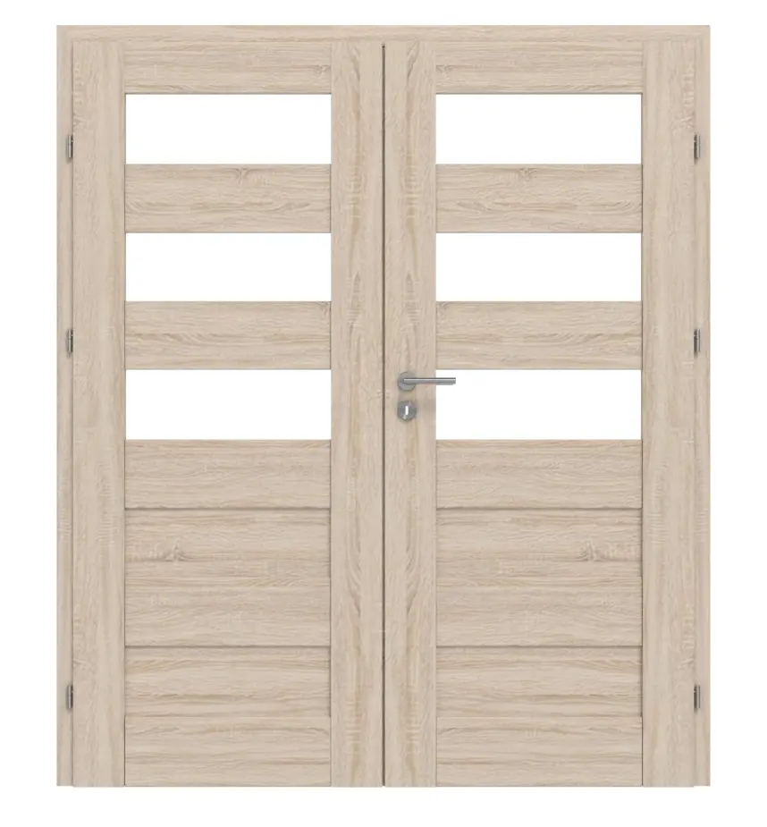 CLASSEN drzwi dwuskrzydłowe Havana M4 dąb Sonoma 3D Look z przeszkleniem i ościeżnicą