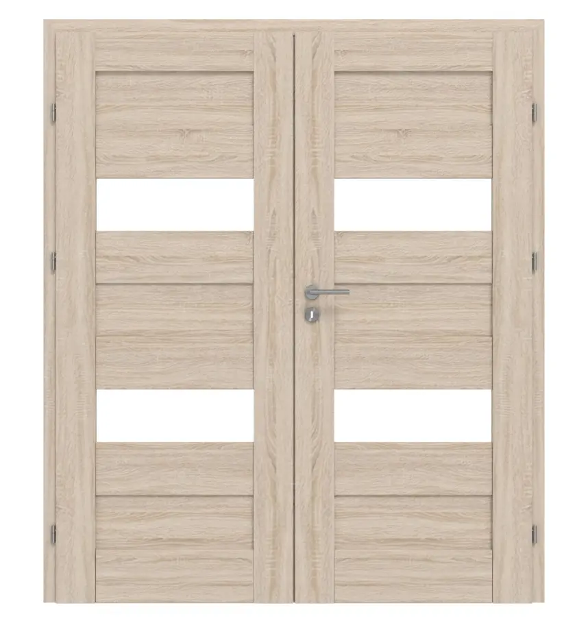 CLASSEN drzwi dwuskrzydłowe Havana M7 dąb Sonoma 3D Look z przeszkleniem i ościeżnicą