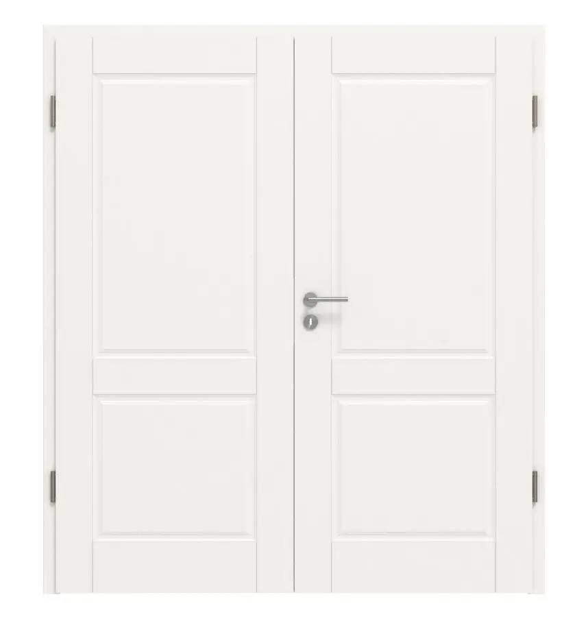 Widok frontowy Kontur 2 klasyczny biały lakier drzwi dwuskrzydłowe z ościeżnicą - Huga