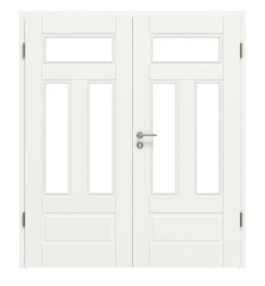 Widok frontowy Kontur 5 LA 2 klasyczny biały lakier drzwi dwuskrzydłowe z ościeżnicą - Huga