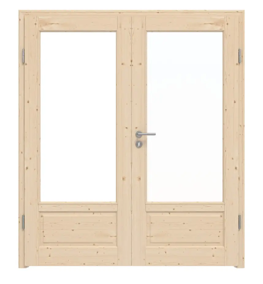 Widok frontowy modelu Typ 6002-01-LA Świerk drewno lite drzwi dwuskrzydłowe z ościeżnicą - Radex