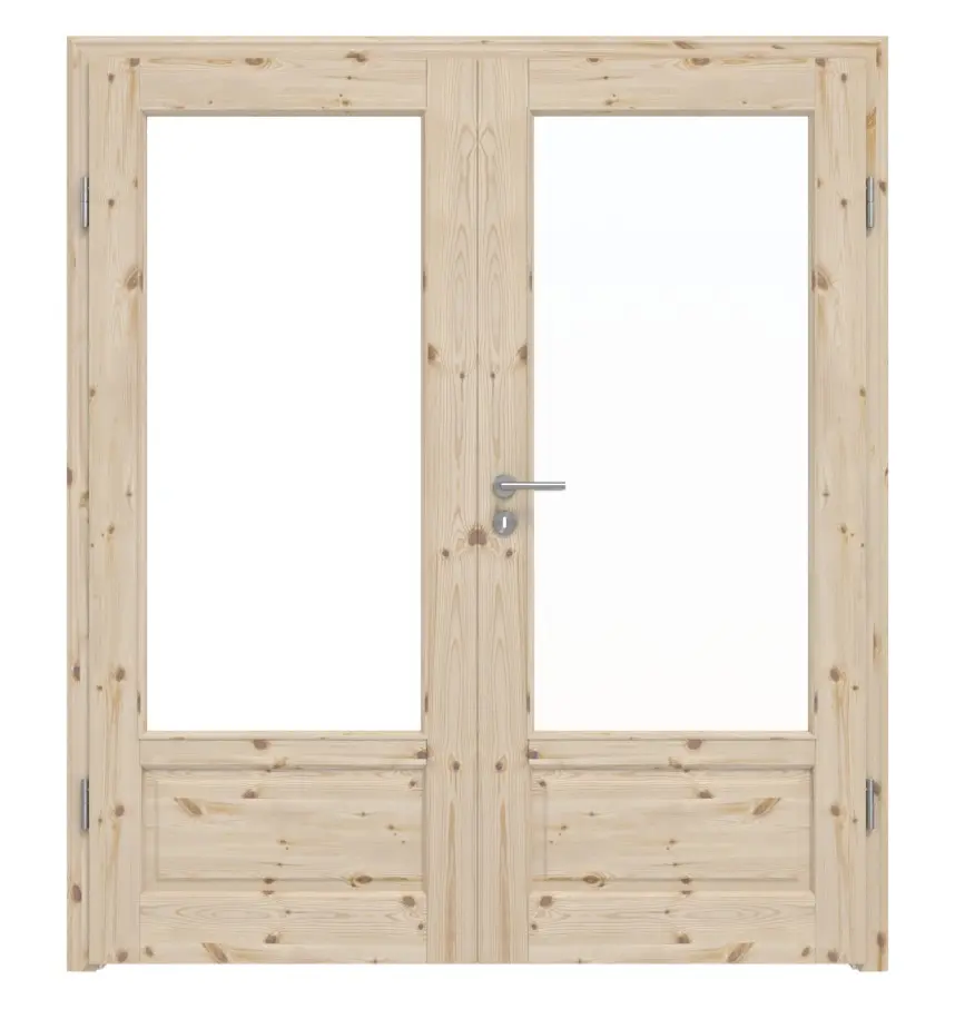 Widok frontowy modelu Typ 6002-01-LA sosna drewno lite drzwi dwuskrzydłowe z ościeżnicą - Radex