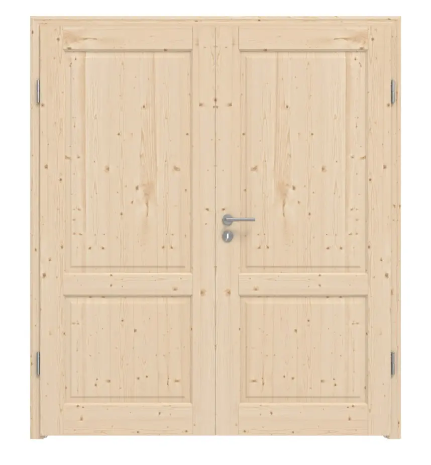 Widok frontowy modelu Typ 6002 Świerk drewno lite drzwi dwuskrzydłowe z ościeżnicą - Radex