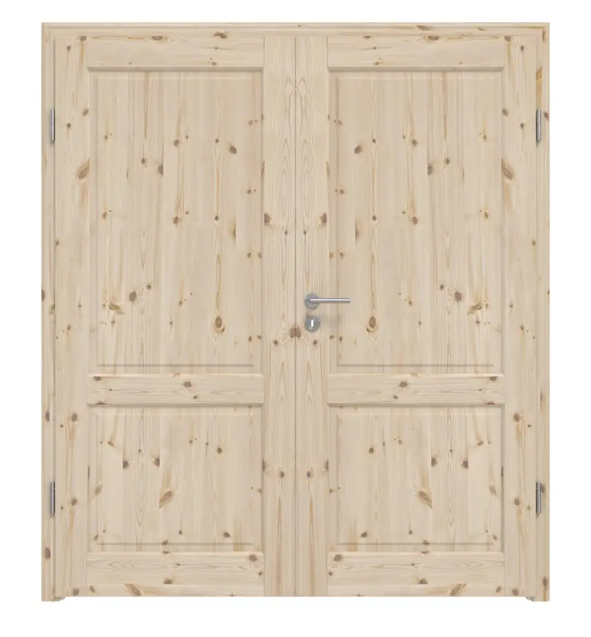 Widok frontowy modelu Typ 6002 sosna drewno lite drzwi dwuskrzydłowe z ościeżnicą - Radex