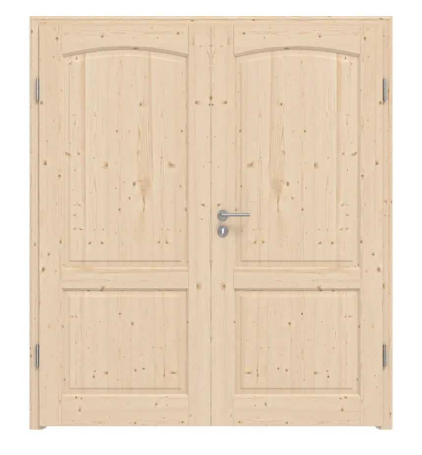 Widok frontowy modelu Typ 6002-B Świerk drewno lite drzwi dwuskrzydłowe z ościeżnicą - Radex