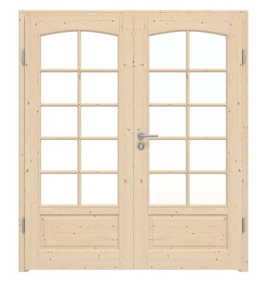 Widok frontowy modelu Typ 6002-SP10-B Świerk drewno lite drzwi dwuskrzydłowe w tym ościeżnica - Radex