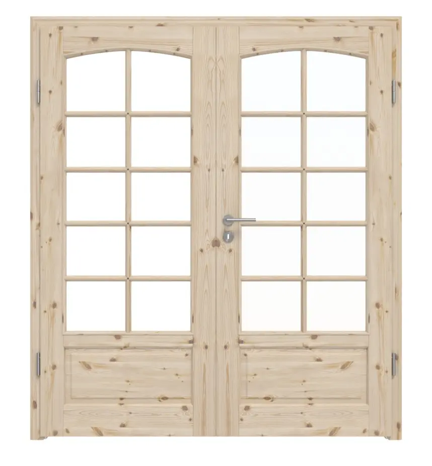 Widok frontowy Typ 6002-SP10-B sosna drewno lite drzwi dwuskrzydłowe z ościeżnicą - Radex