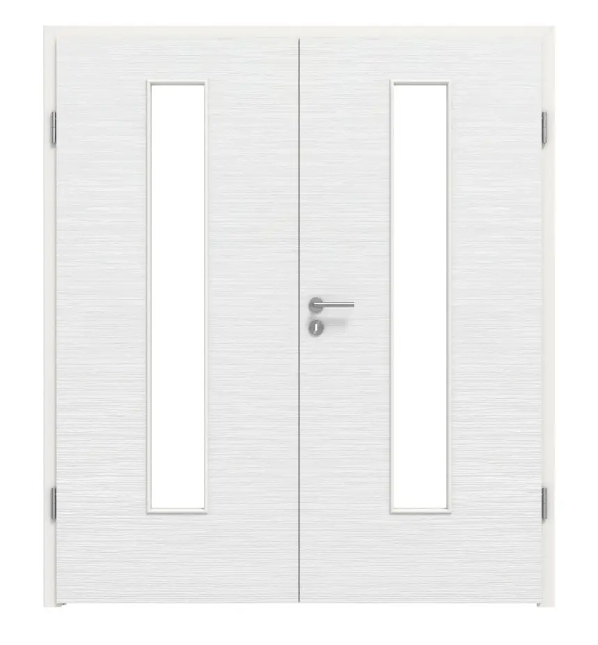 Widok frontowy drzwi dwuskrzydłowych LA 24 biały łupek ProLine z ościeżnicą - Hörmann