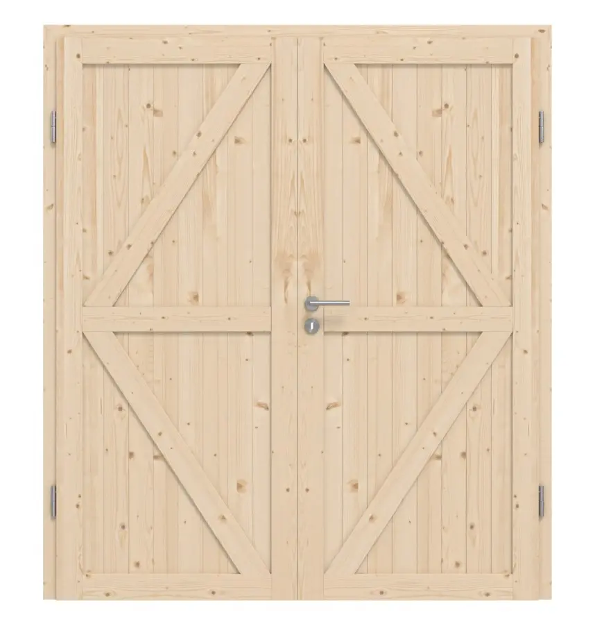 Widok frontowy Loft II Świerk drewno lite drzwi dwuskrzydłowe z ościeżnicą - Radex