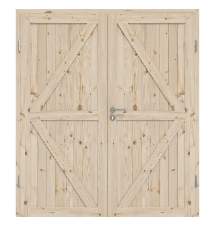 Widok frontowy Loft II sosna drewno lite drzwi dwuskrzydłowe w tym ościeżnica - Radex