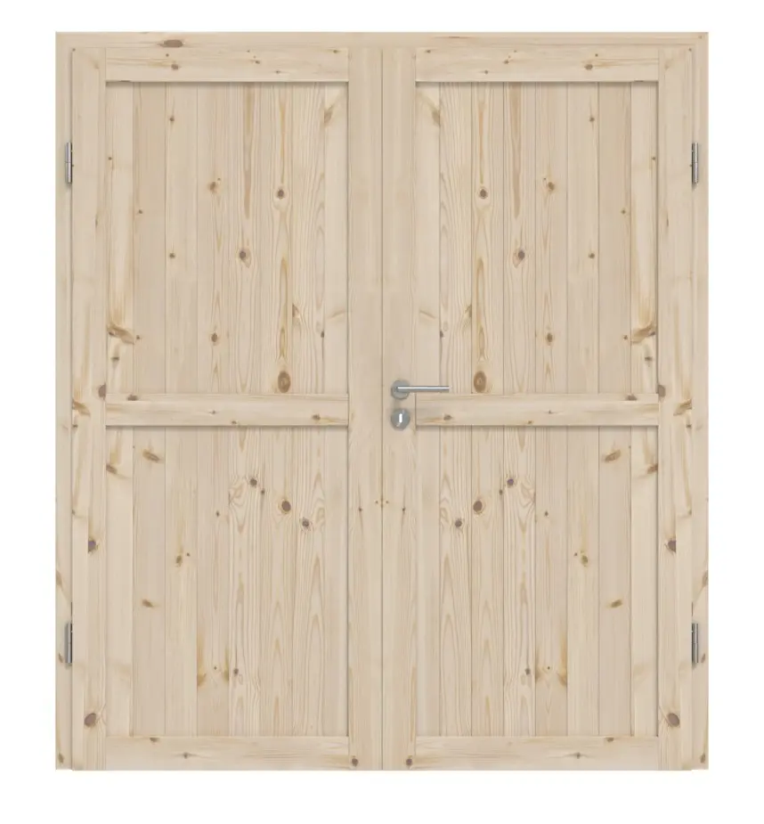 Widok frontowy Loft V sosna drewno lite drzwi dwuskrzydłowe z ościeżnicą - Radex