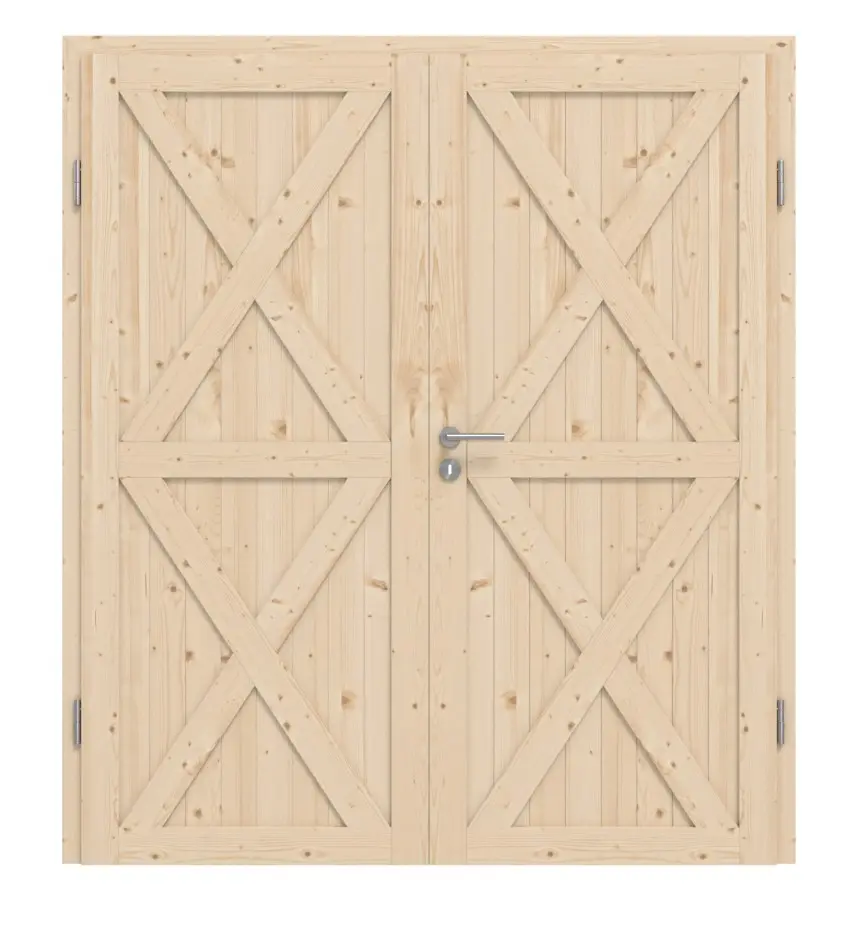 Widok frontowy Loft XX Świerk drewno lite drzwi dwuskrzydłowe z ościeżnicą - Radex