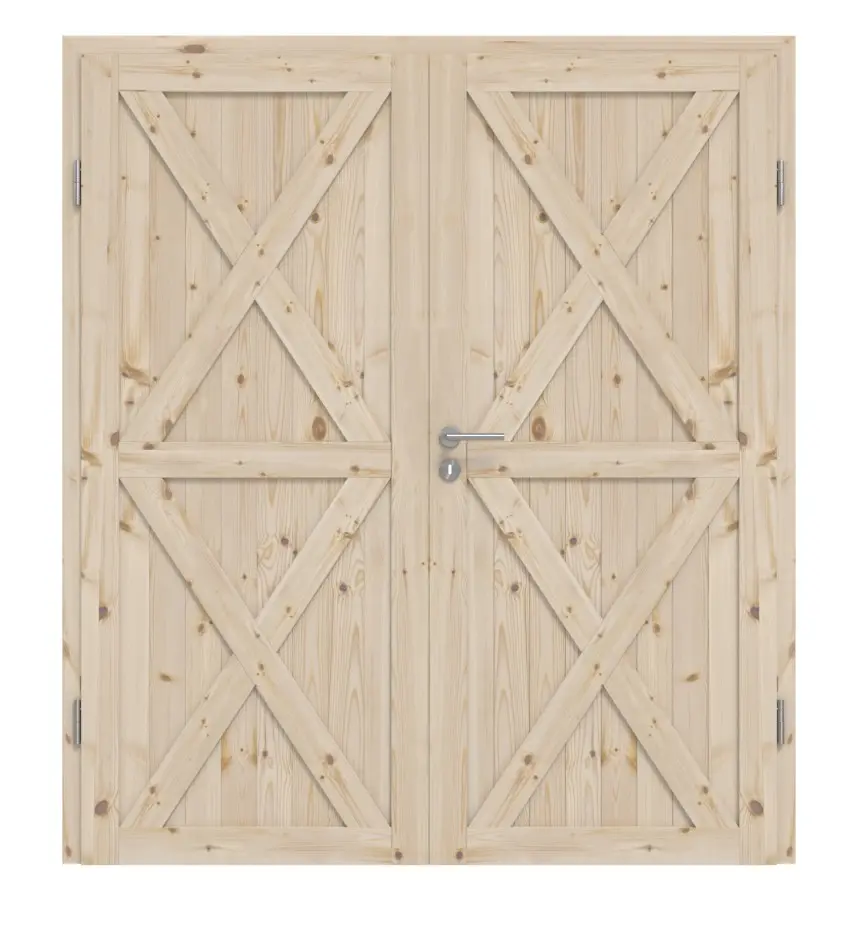 Widok frontowy Loft XX sosna drewno lite drzwi dwuskrzydłowe z ościeżnicą - Radex