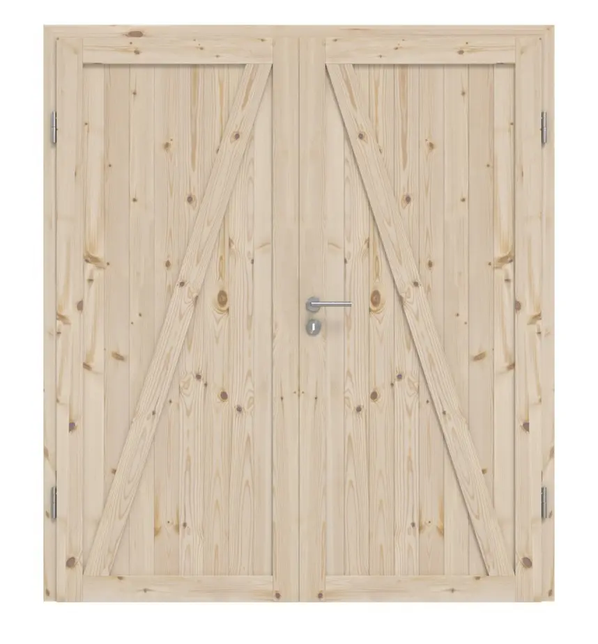 Widok frontowy Loft Z sosna drewno lite drzwi dwuskrzydłowe z ościeżnicą - Radex