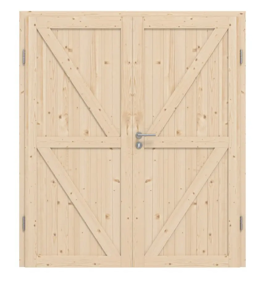 Widok frontowy Loft ZZ Świerk drewno lite drzwi dwuskrzydłowe z ościeżnicą - Radex