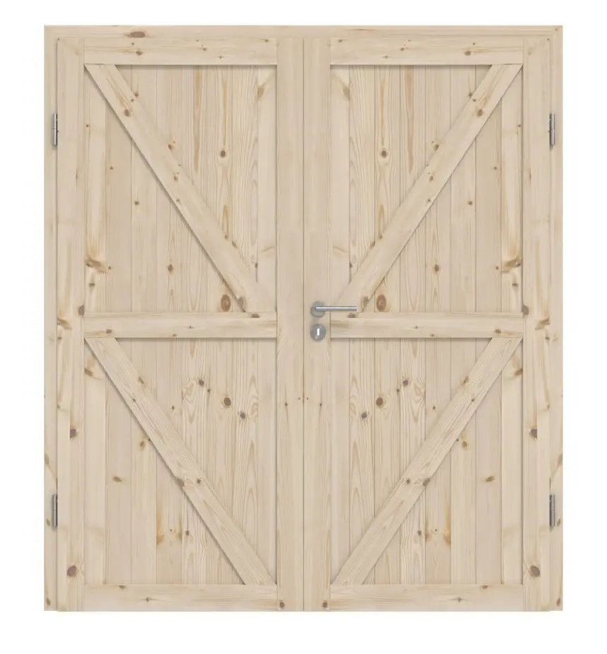 Widok frontowy Loft ZZ sosna drewno lite drzwi dwuskrzydłowe z ościeżnicą - Radex