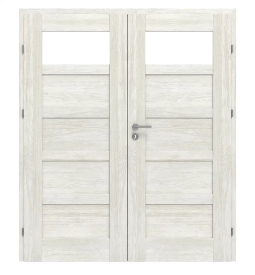 CLASSEN drzwi dwuskrzydłowe Lukka M2 jesion norweski CPL z przeszkleniem wraz z ościeżnicą