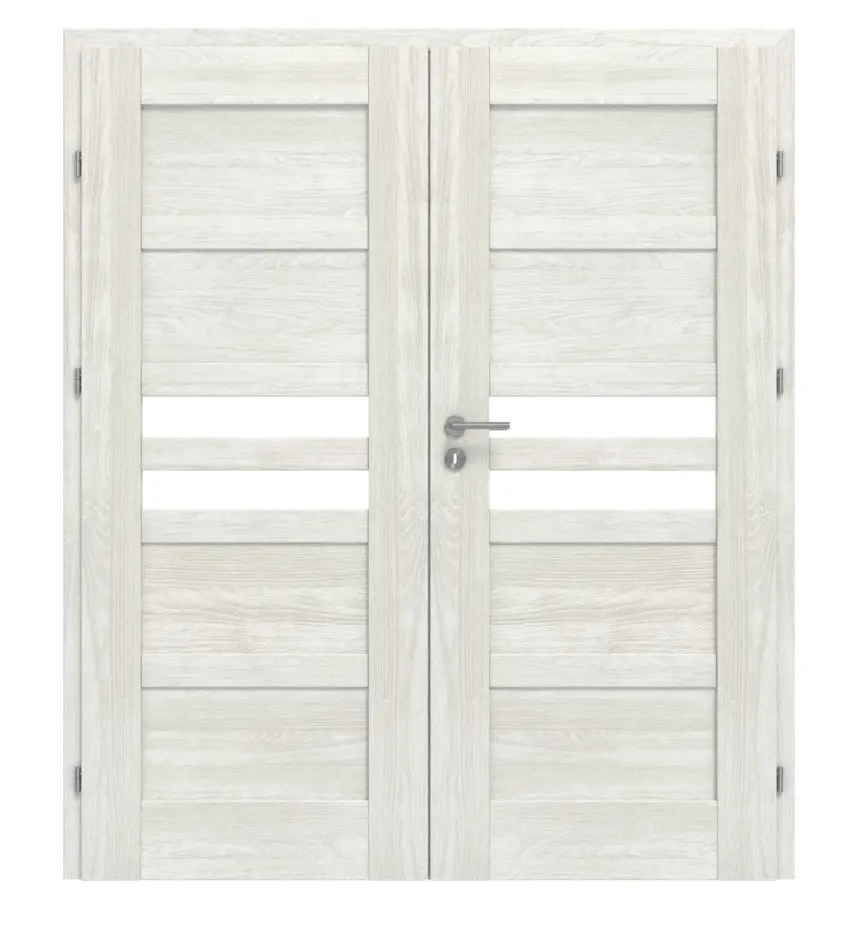 CLASSEN drzwi dwuskrzydłowe Lukka M4 jesion norweski CPL z przeszkleniem i ościeżnicą