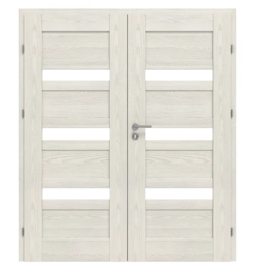CLASSEN drzwi 2-skrzydłowe Lukka M5 jesion biały 3D Look z przeszkleniem i ościeżnicą