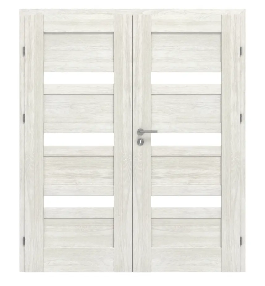 CLASSEN drzwi dwuskrzydłowe Lukka M5 jesion norweski CPL z przeszkleniem w zestawie z ościeżnicą