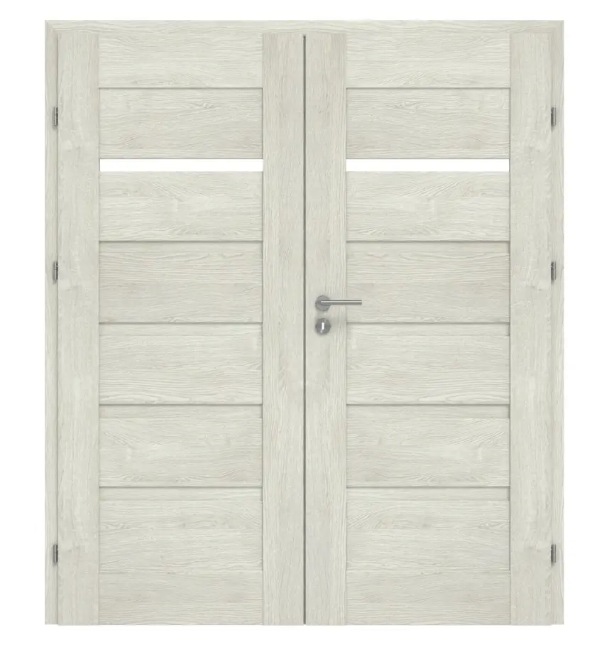 CLASSEN drzwi dwuskrzydłowe Magnetic M2 dąb szary 3D Look z przeszkleniem i ościeżnicą