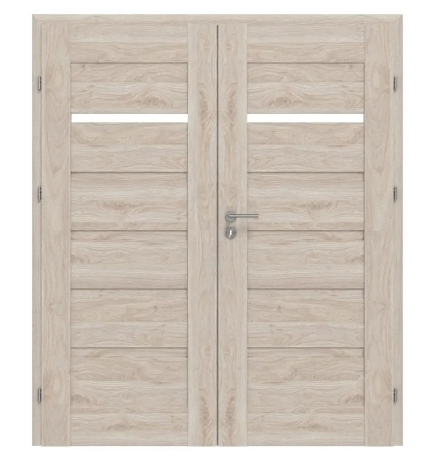 CLASSEN drzwi dwuskrzydłowe Magnetic M2 Orzech Kolumbia jasny 3D Look z przeszkleniem w zestawie z ościeżnicą