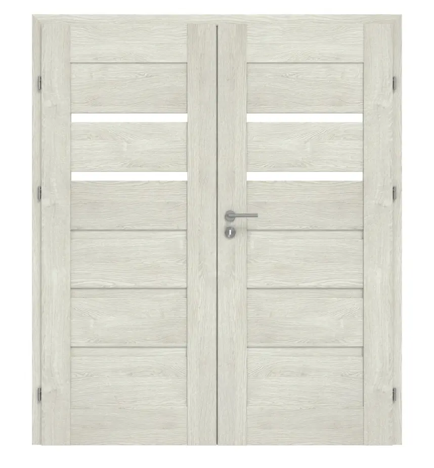 CLASSEN drzwi 2-skrzydłowe Magnetic M3 dąb szary 3D Look z przeszkleniem z ościeżnicą