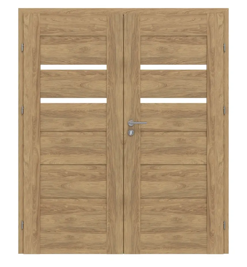 CLASSEN drzwi dwuskrzydłowe Magnetic M3 dąb Tocantis 3D Look z przeszkleniem w zestawie z ościeżnicą