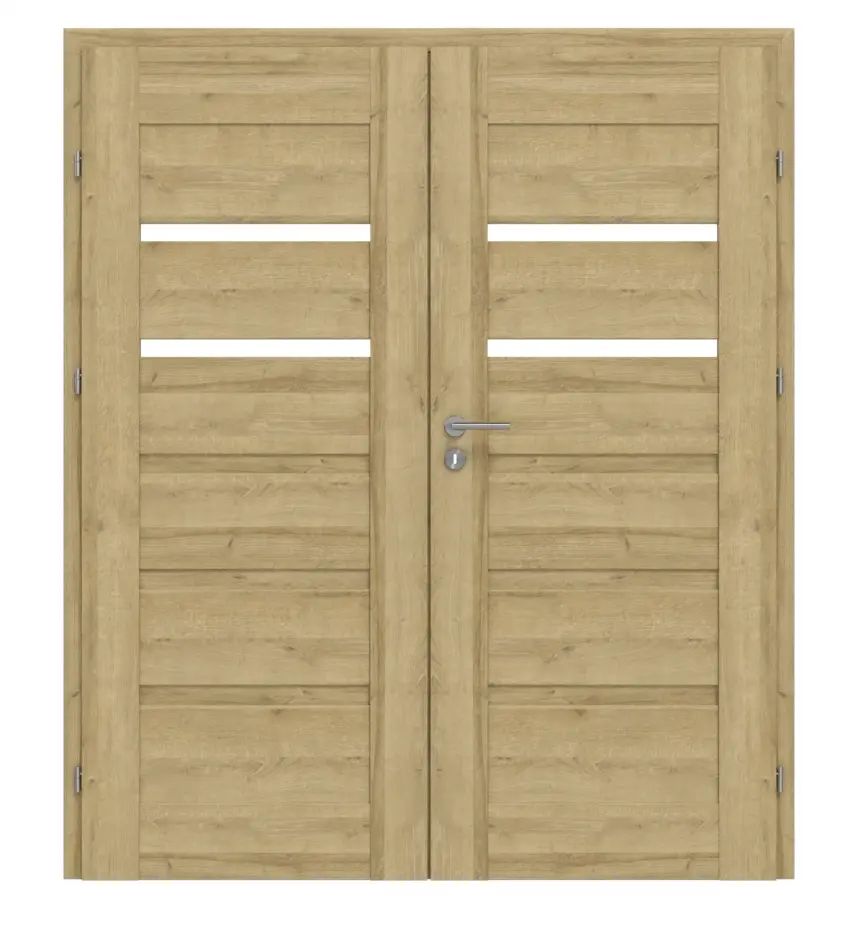 CLASSEN drzwi dwuskrzydłowe Magnetic M3 Riviera dąb 3D Look z przeszkleniem i ościeżnicą