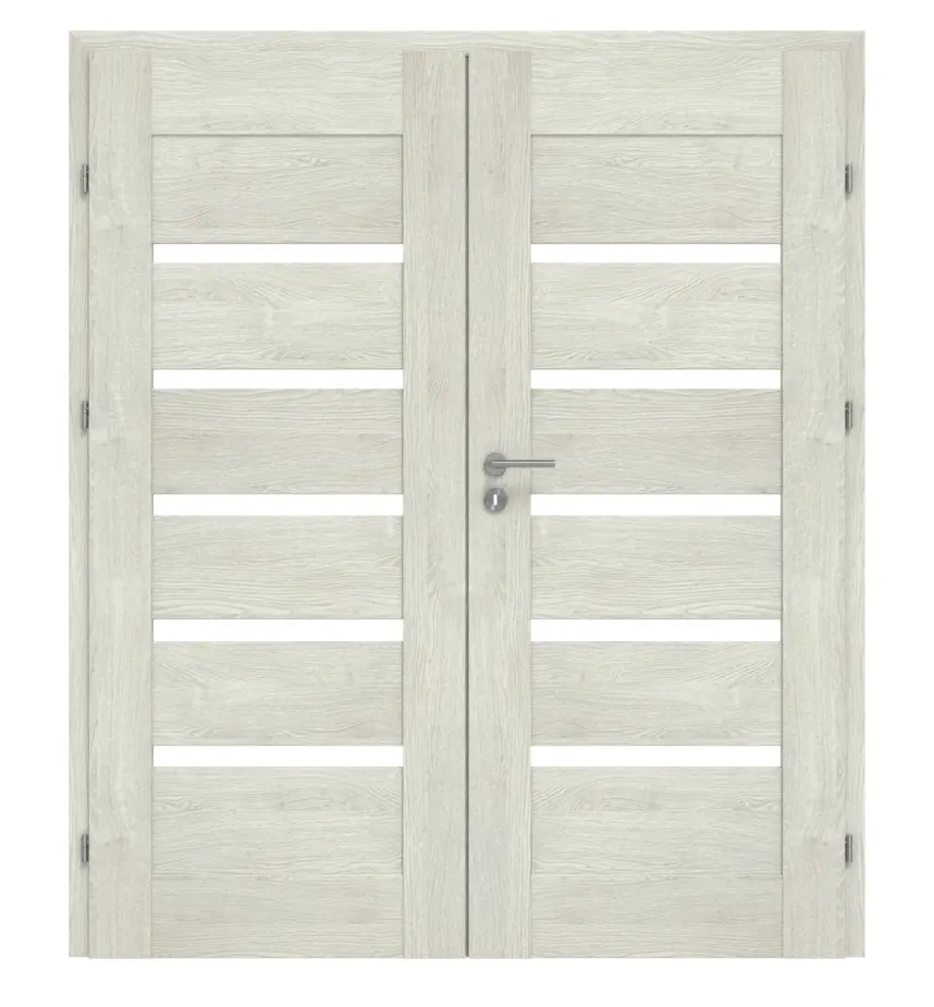 CLASSEN drzwi dwuskrzydłowe Magnetic M4 dąb szary 3D Look z przeszkleniem i ościeżnicą