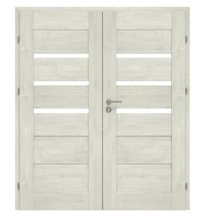 Classen drzwi dwuskrzydłowe Magnetic M5 dąb szary 3D Look z przeszkleniem z ościeżnicą