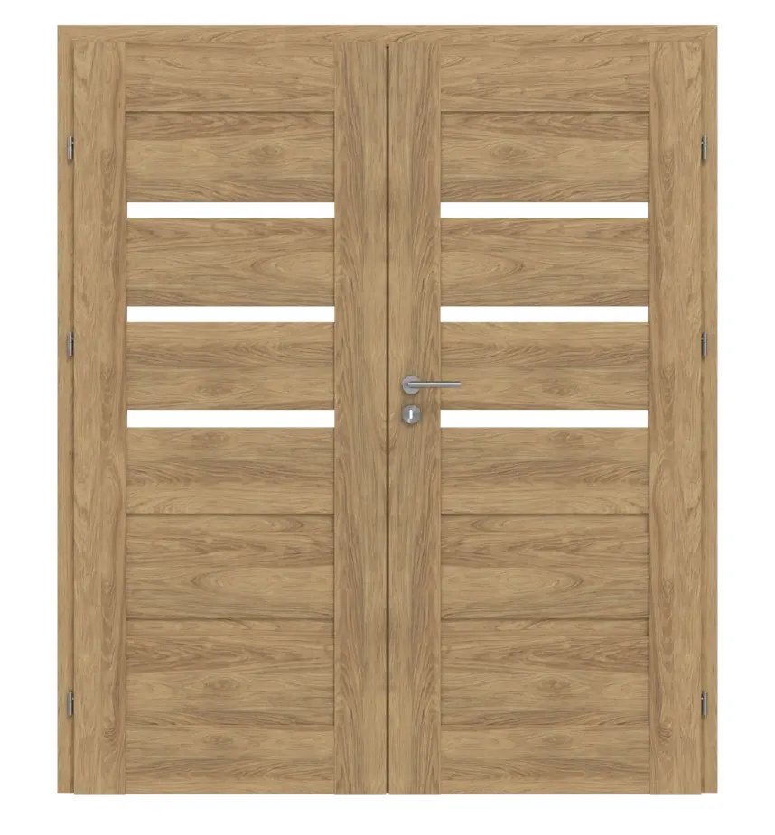 CLASSEN drzwi dwuskrzydłowe Magnetic M5 dąb Tocantis 3D Look z przeszkleniem i ościeżnicą
