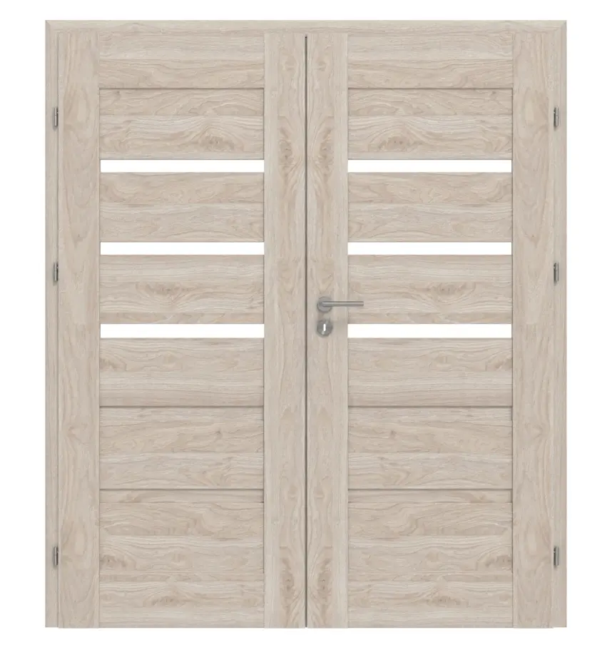 CLASSEN drzwi dwuskrzydłowe Magnetic M5 Orzech Kolumbia jasny 3D Look z przeszkleniem w komplecie z ościeżnicą