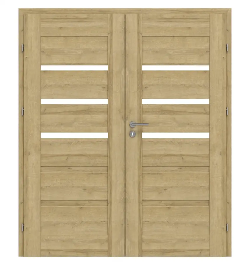 CLASSEN drzwi dwuskrzydłowe Magnetic M5 Riviera dąb 3D Look z przeszkleniem i ościeżnicą