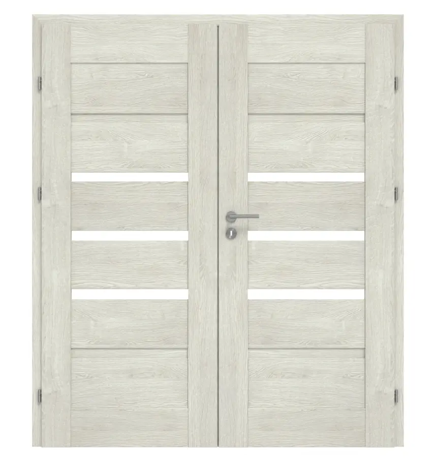 CLASSEN drzwi dwuskrzydłowe Magnetic M7 dąb szary 3D Look z wycięciem na szybę w tym ościeżnica