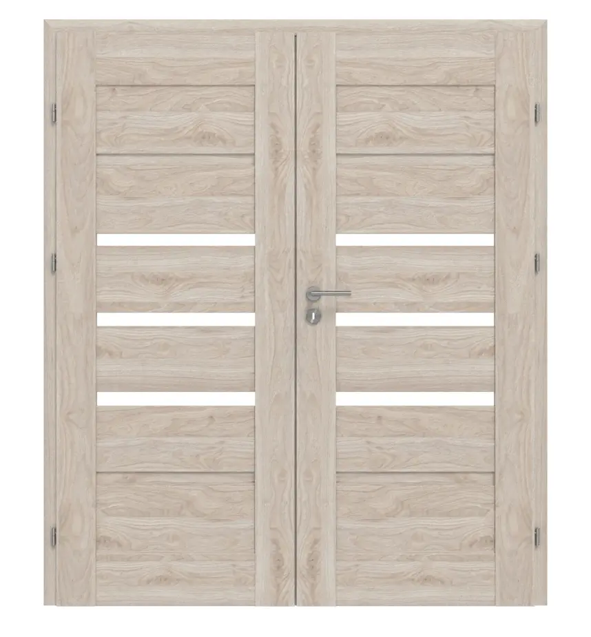 CLASSEN drzwi dwuskrzydłowe Magnetic M7 Orzech Kolumbia jasny 3D Look z przeszkleniem i ościeżnicą