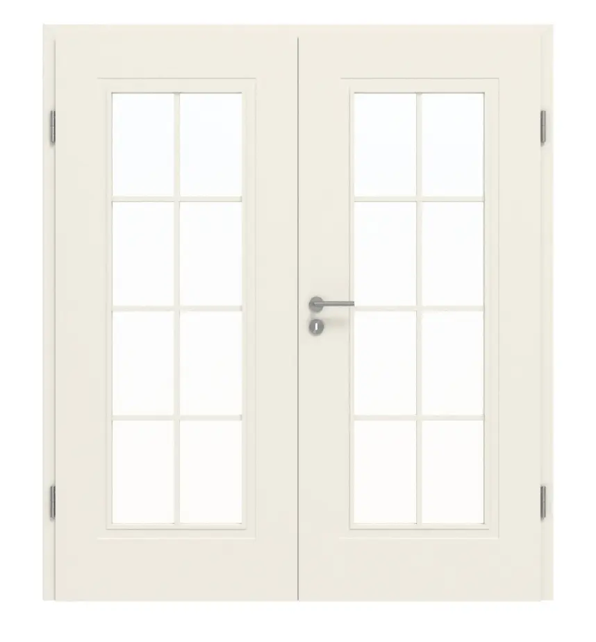 GARANT drzwi dwuskrzydłowe Milano biały lakier z przeszkleniem ML1 szprosem SP1 z ościeżnicą