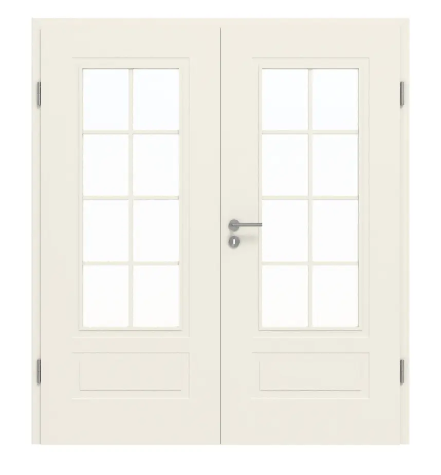 GARANT drzwi dwuskrzydłowe Milano biały lakier z przeszkleniem ML2/1 szprosem SP1 z ościeżnicą