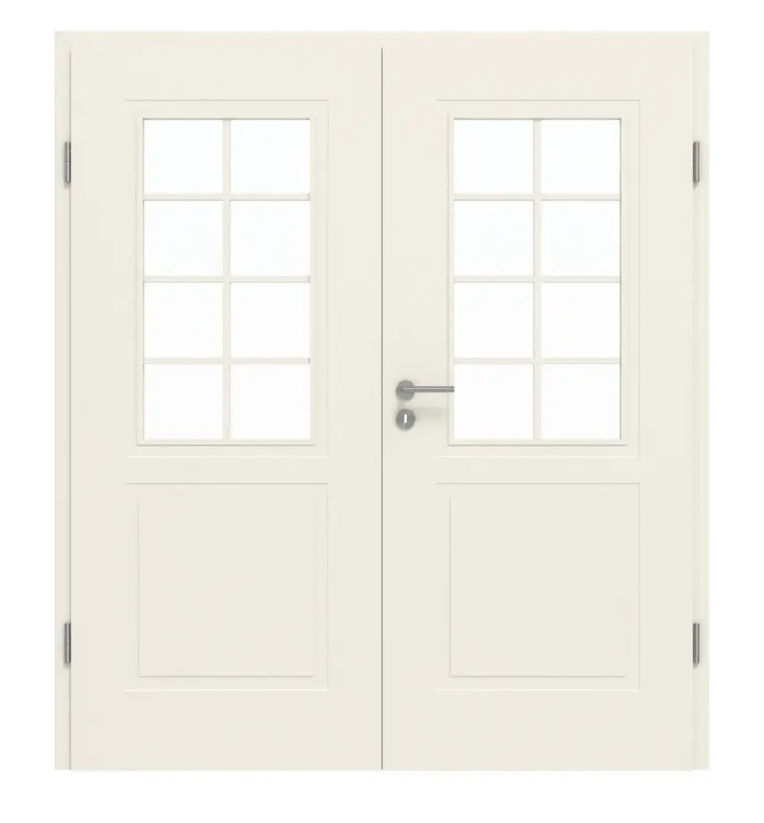 GARANT drzwi dwuskrzydłowe Milano biały lakier z przeszkleniem ML2 szprosem SP1 z ościeżnicą