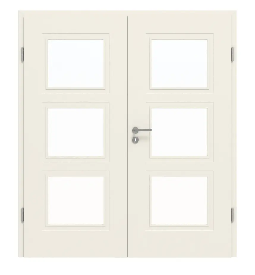 GARANT drzwi dwuskrzydłowe Milano biały lakier z przeszkleniem ML3 z ościeżnicą