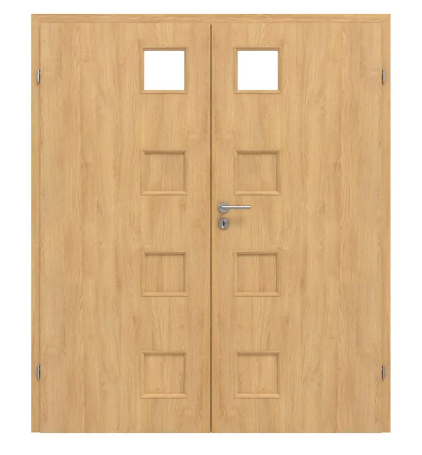 Frontansicht von CLASSEN Doppelflügeltür Modena 4 LA 1/4 Eiche geölt 3D Look inkl. Zarge mit Lichausschnitt