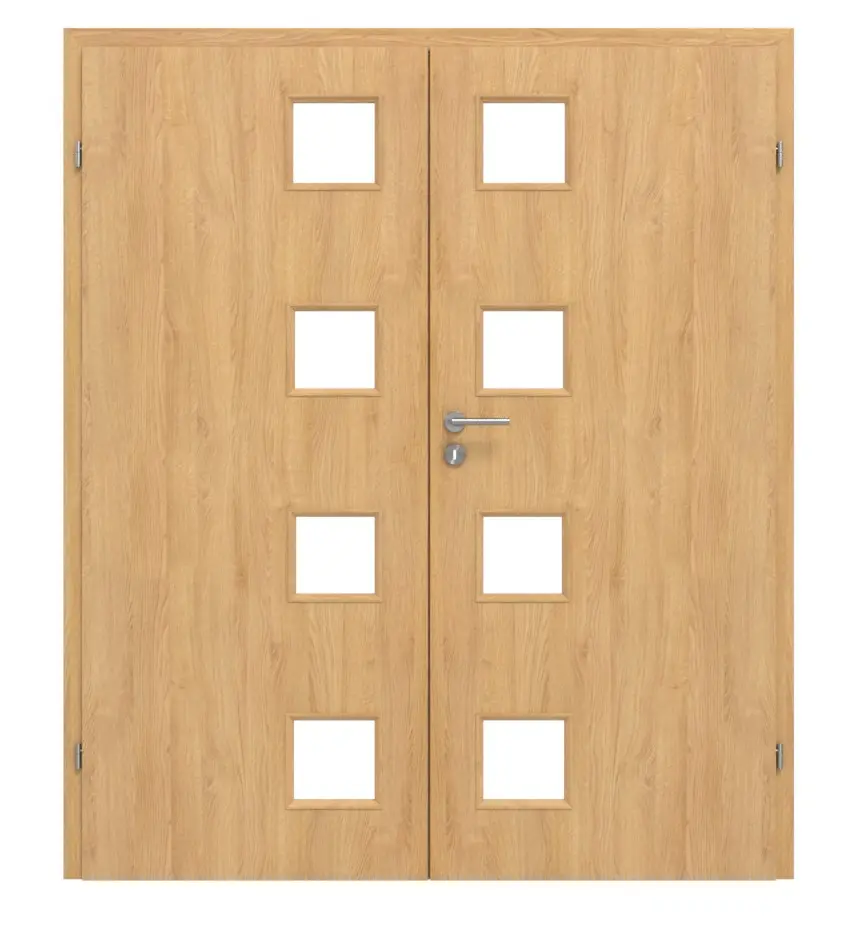 CLASSEN drzwi dwuskrzydłowe Modena 4 LA 4/4 dąb olejowane 3D Look z ościeżnicą z przeszkleniem
