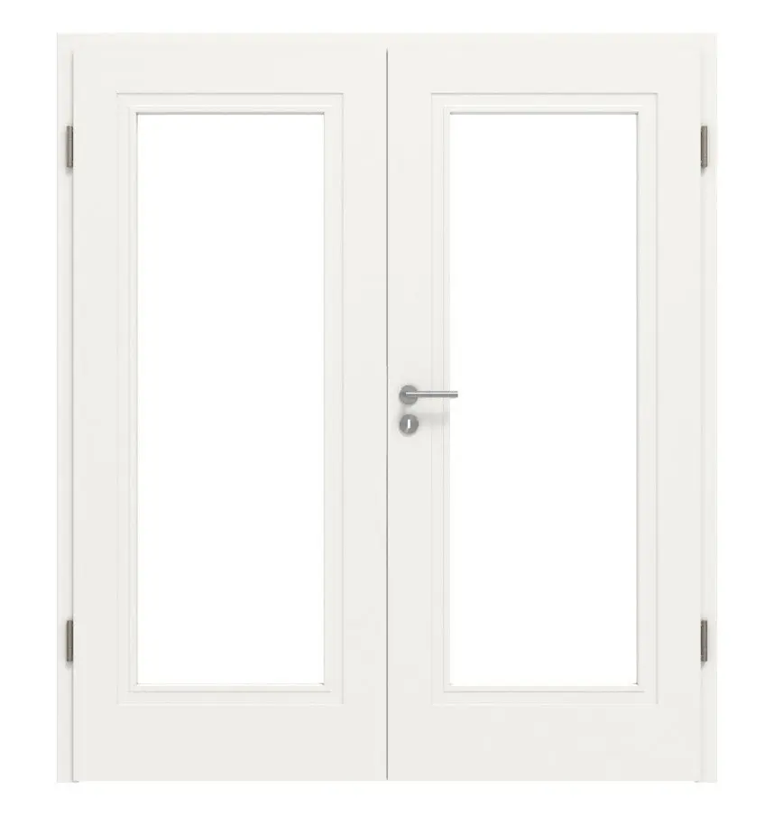 Widok frontowy drzwi dwuskrzydłowych Montana 1 LA ClassicLine biały lakier z ościeżnicą - Hörmann